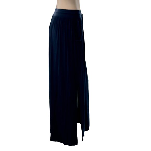 NEW YORK & COMPANY Women's Skirt Navy Blue Maxi Rayon Spandex Pockets Size S - Picture 3 of 13